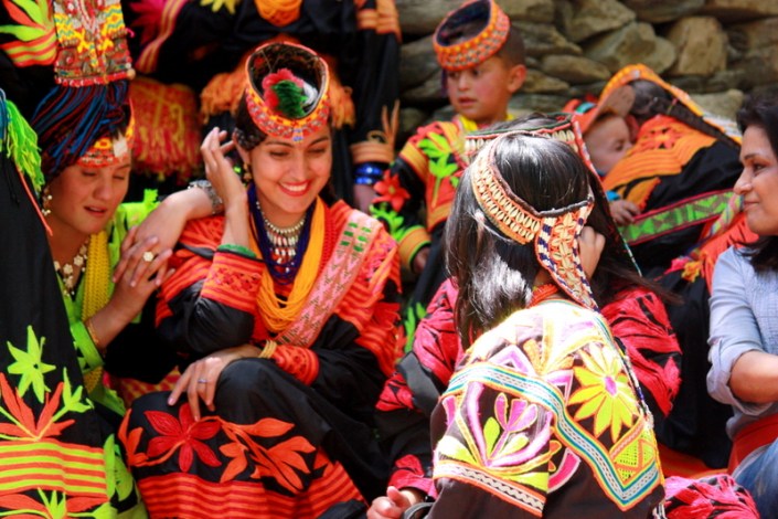 Sitting with our Kalash friends during a break in the dancing
