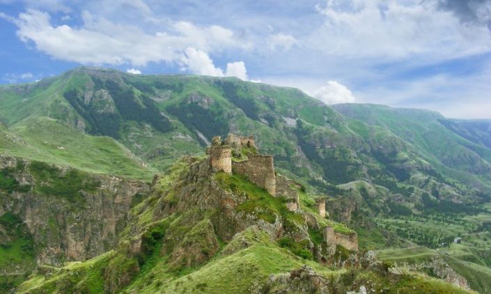 Tmogvi, a ruined medieval fortress in Georgia  